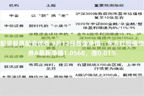 配资股票配资优秀 9月12日基金净值：东方红短债债券A最新净值1.0568，涨0.01%