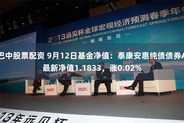 巴中股票配资 9月12日基金净值:泰康安惠纯债债券A最新净值1.1833,涨0.02%