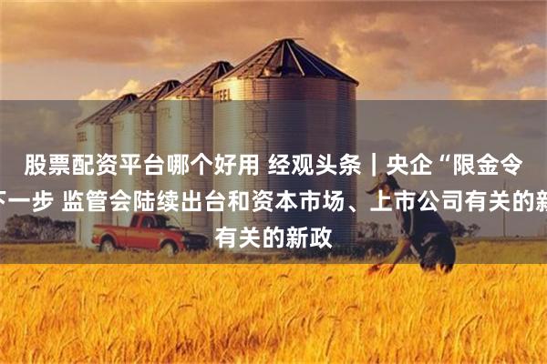 股票配资平台哪个好用 经观头条｜央企“限金令”下一步 监管会陆续出台和资本市场、上市公司有关的新政