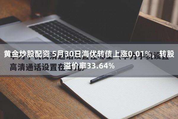 黄金炒股配资 5月30日海优转债上涨0.01%，转股溢价率33.64%