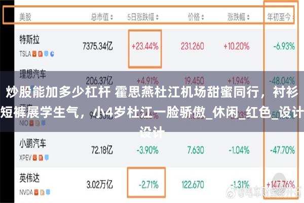 炒股能加多少杠杆 霍思燕杜江机场甜蜜同行，衬衫短裤展学生气，小4岁杜江一脸骄傲_休闲_红色_设计