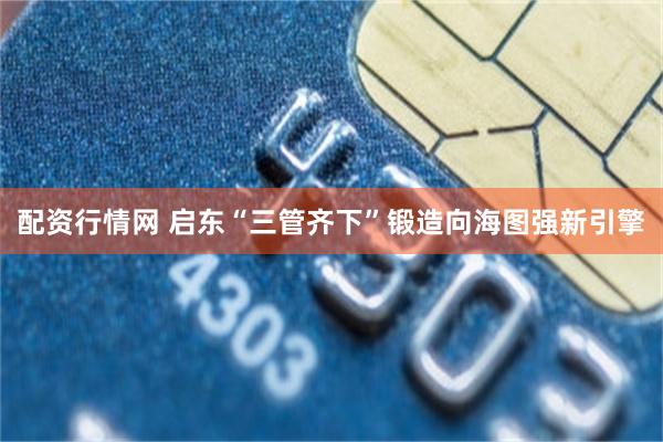 配资行情网 启东“三管齐下”锻造向海图强新引擎