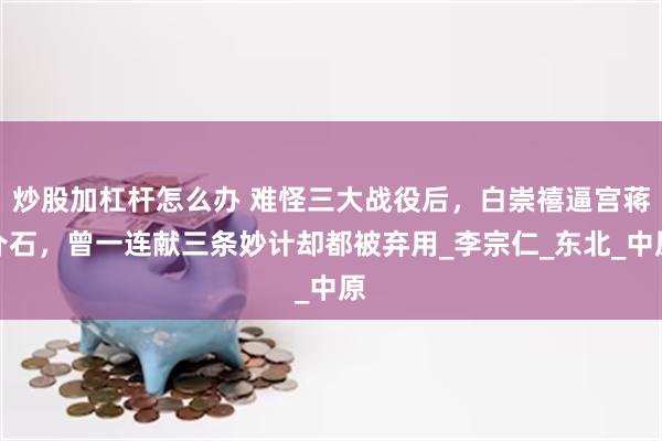 炒股加杠杆怎么办 难怪三大战役后，白崇禧逼宫蒋介石，曾一连献三条妙计却都被弃用_李宗仁_东北_中原