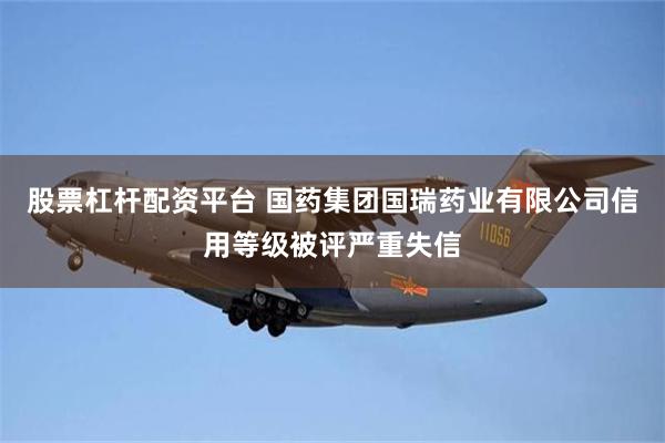 股票杠杆配资平台 国药集团国瑞药业有限公司信用等级被评严重失信